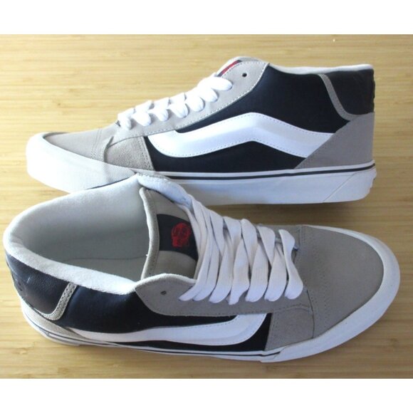 Vans Men's Knu Skool Mid Varsity Grey Drizzle Blue White Skate Shoes size 12 NIB - Picture 2 of 7